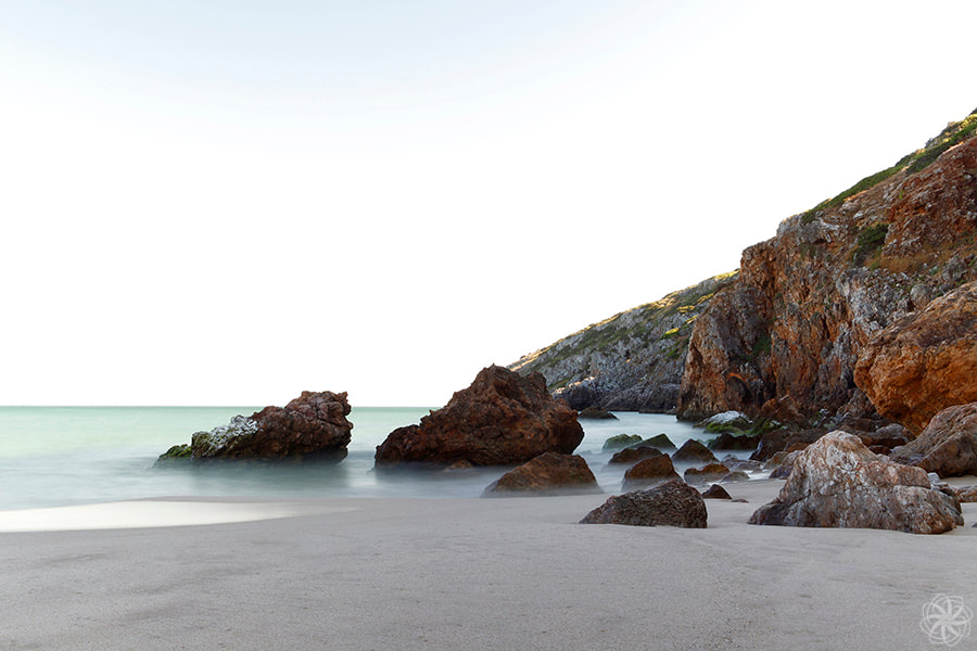 Algarve, Portugal, zuidkust, paradijselijk strand, fotobewerking, intersensa