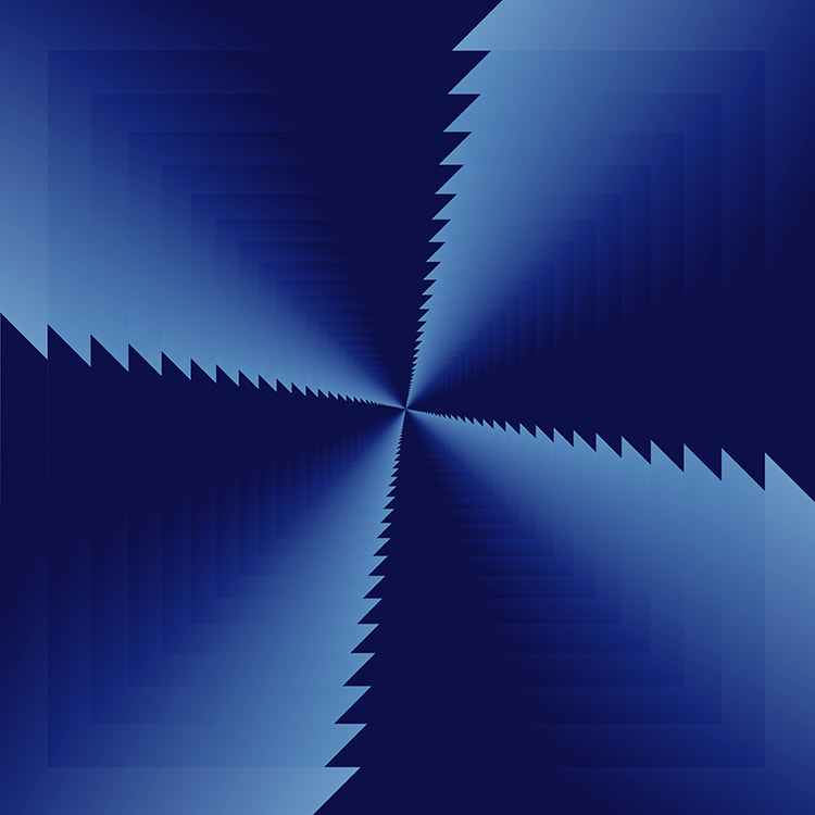 rectangle artwork, blue art, graphics, 3 dimensional, intersensa